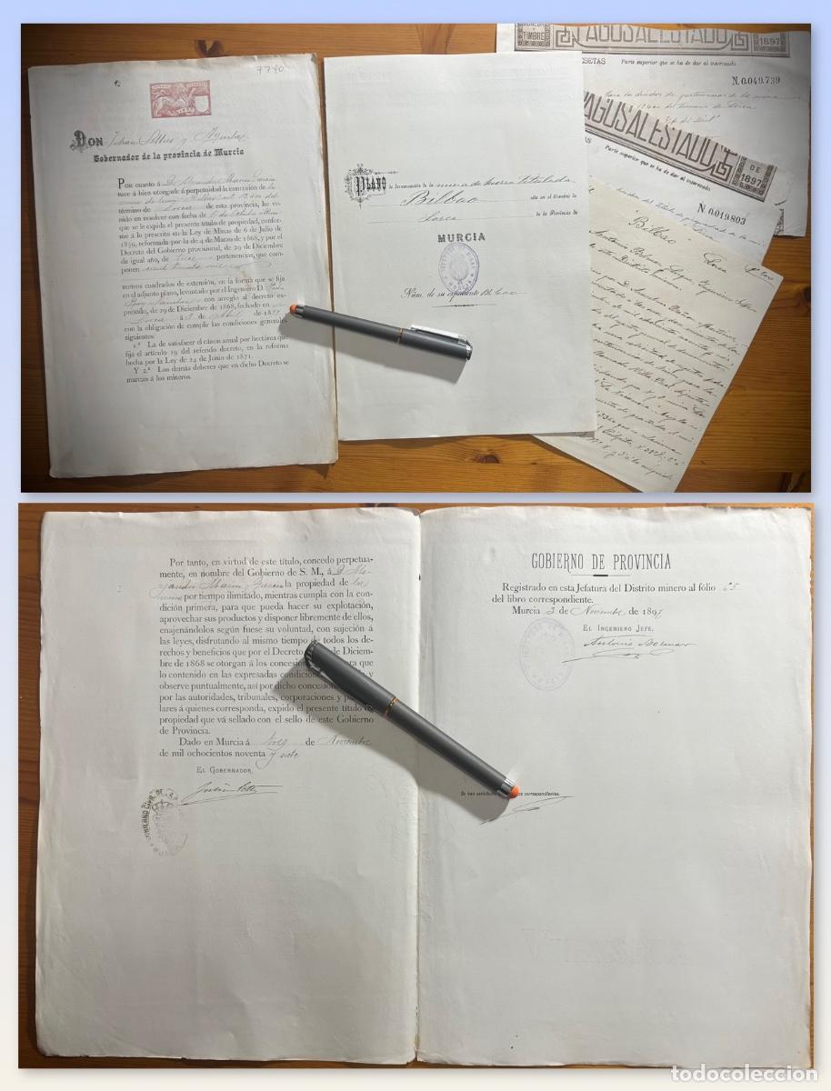 Documentos antiguos: LORCA- MURCIA - MINERIA - DOCUMENTACION Y PLANO MINA BILBAO- 1897