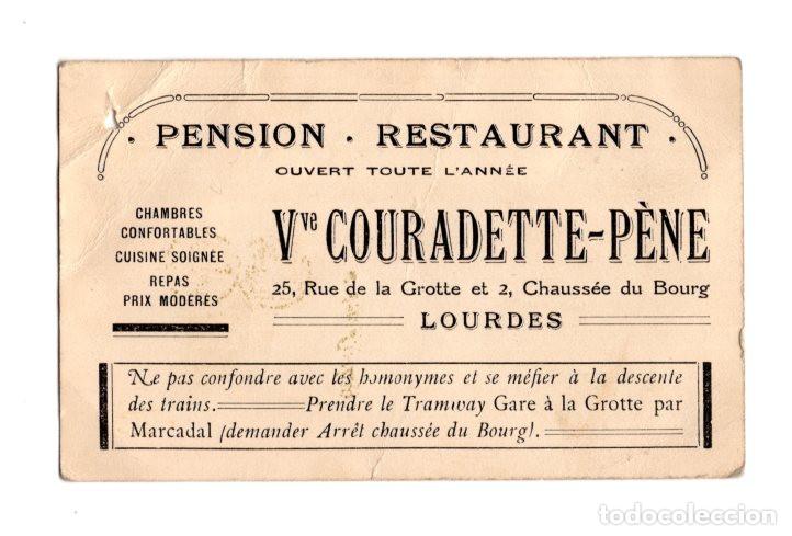 Documentos antiguos: TARJETA PUBLICITARIA O DE VISITA, ESTABLECIMIENTO HOTELERO Y GASTRON&Oacute;MICO FRANC&Eacute;S. LOURDES.