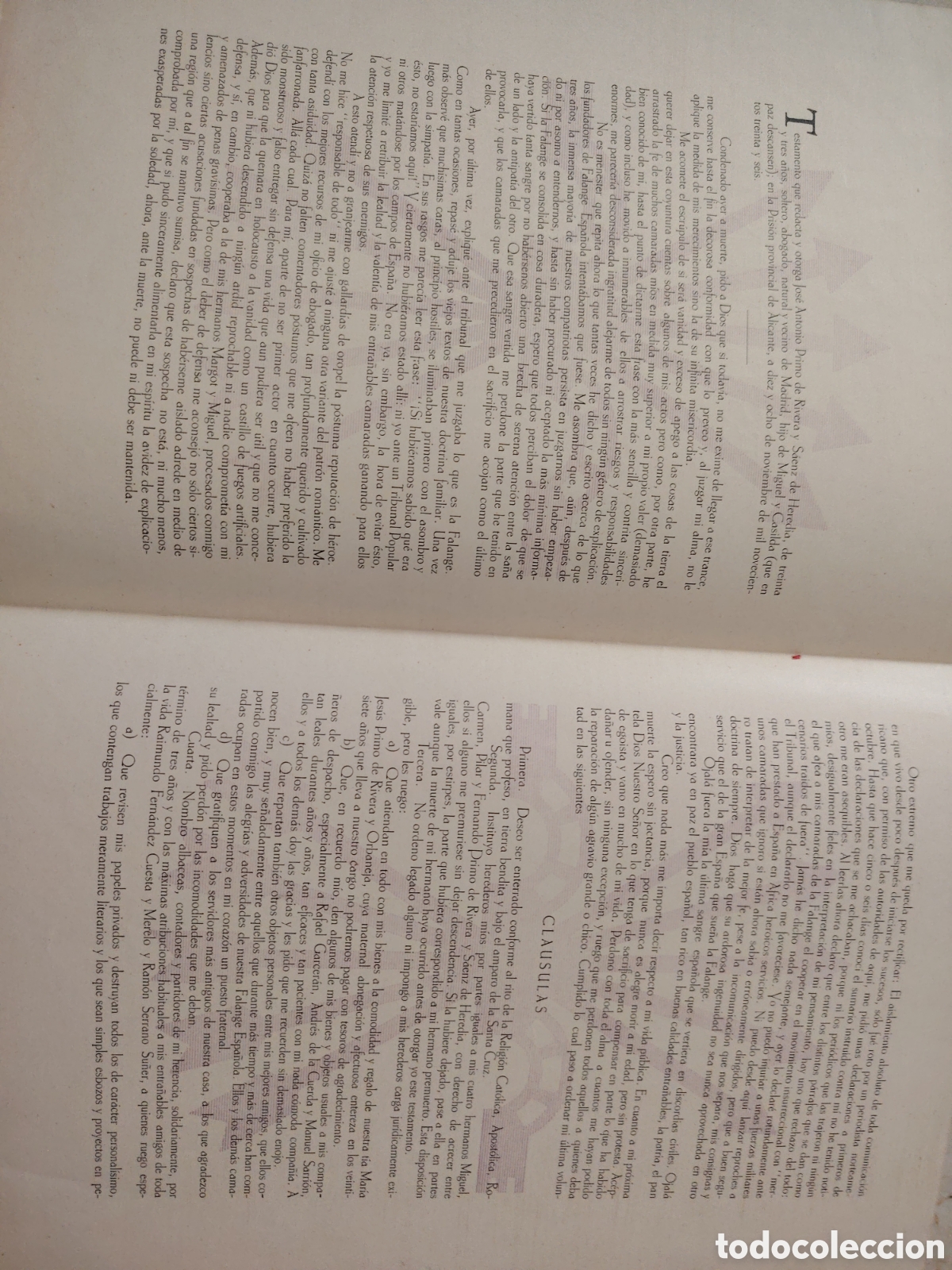 Documentos antiguos: Testamento de Jos&eacute; Antonio Primo de Rivera - Foto 3