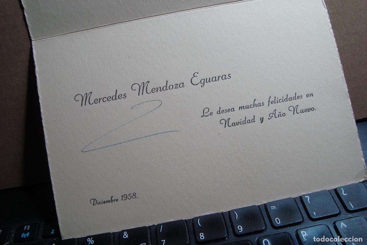 Documentos antiguos: ANTIGUA TARJETA NAVIDADES MERCEDES MENDOZA EGUARAS 1958. ARCHIVERA E HISTORIADORA TOLEDO.