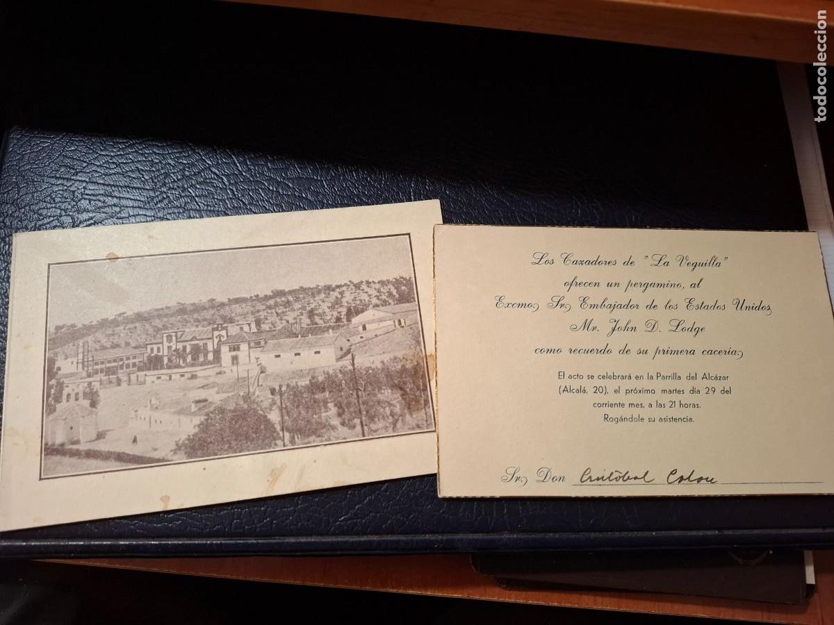 Documentos antiguos: Tarjetas cacerias. Badajoz 1959. Invitar a la caceria de perdices. Llerena.