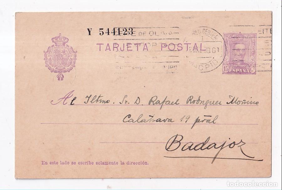 Documentos antiguos: TARJERA ENTERO POSTAL DEL BIBLI&Oacute;FILO ANTONO RODR&Iacute;GUEZ MO&Ntilde;INO A SUS PADRES. BADAJOZ. 1928