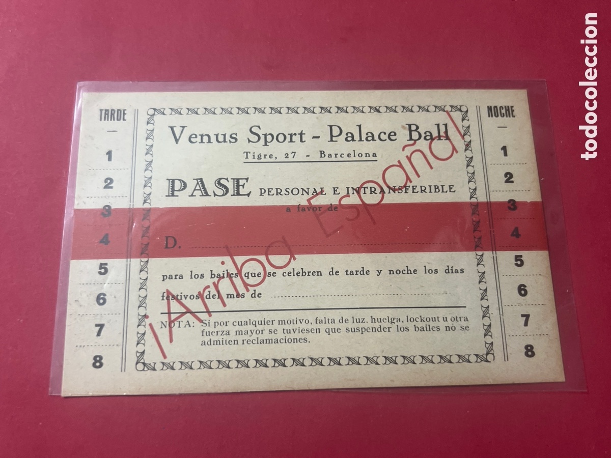 Documentos antiguos: L860/4. PASE VENUS SPORT PALACE BALL