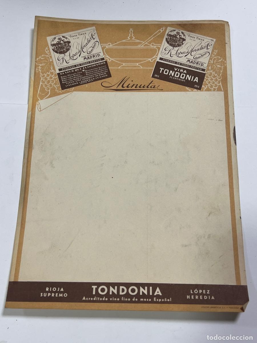 Documentos antiguos: MINUTA. VI&Ntilde;A TONDONIA. L&Oacute;PEZ HEREDIA. RIOJA SUPREMO.