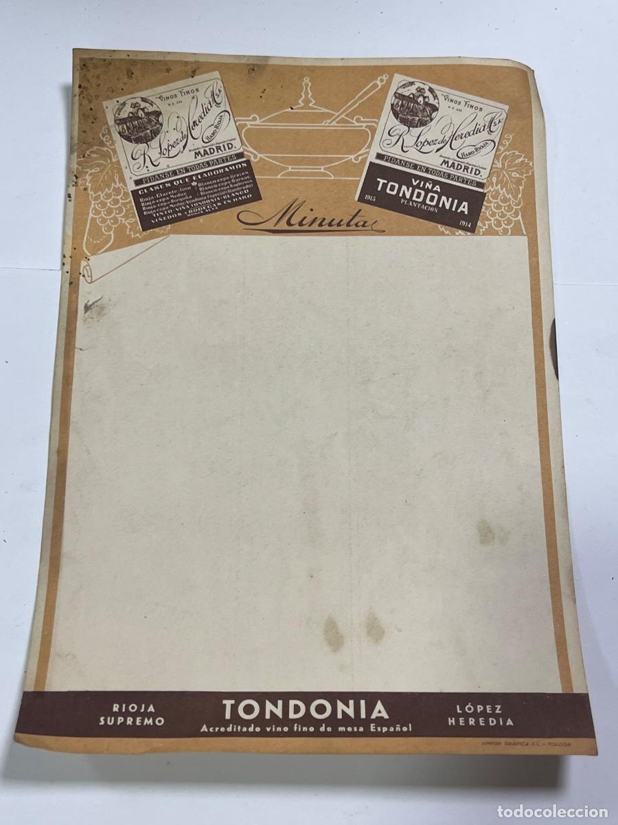 Documentos antiguos: MINUTA. VI&Ntilde;A TONDONIA. L&Oacute;PEZ HEREDIA. RIOJA SUPREMO.