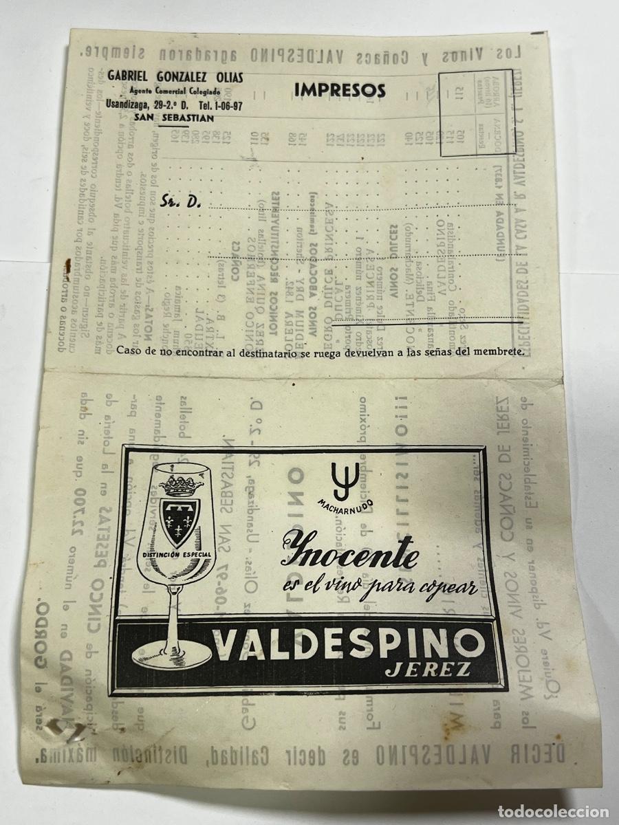 Documentos antiguos: LISTA DE PRECIOS VALDESPINO. GABRIEL GONZ&Aacute;LEZ OL&Iacute;AS.