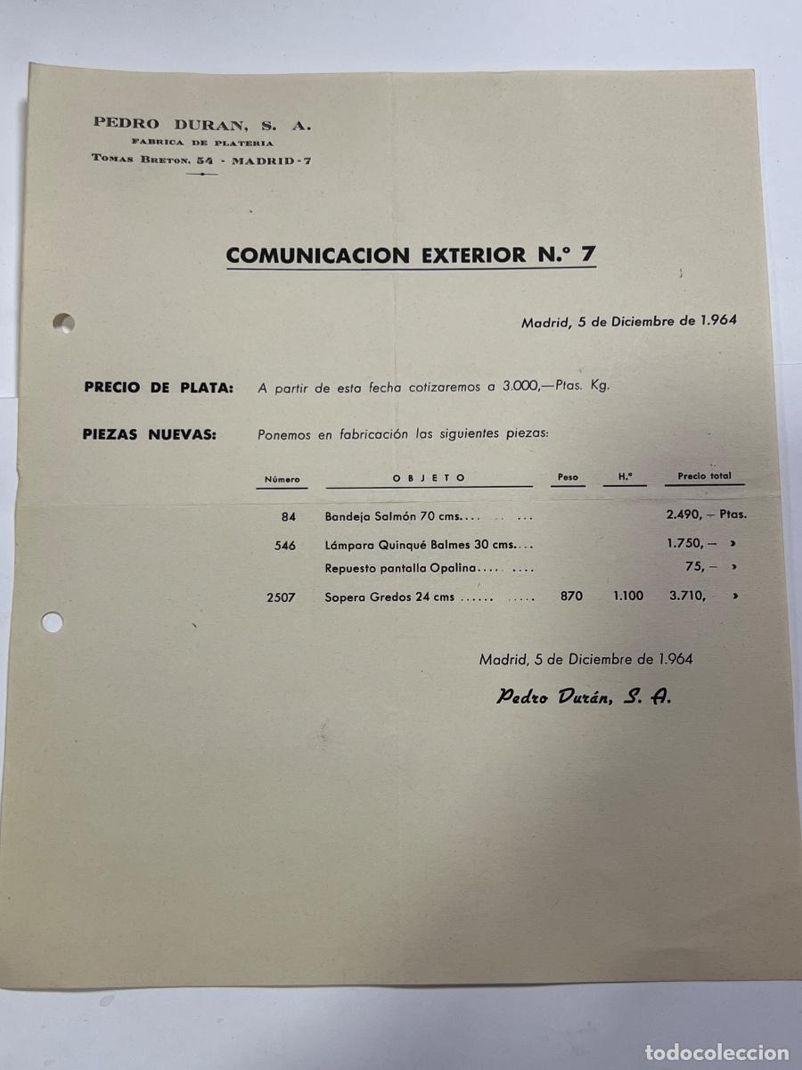 Documentos antiguos: LISTA DE PRECIO. MADRID PEDRO DUR&Aacute;N. 1964. - Foto 1