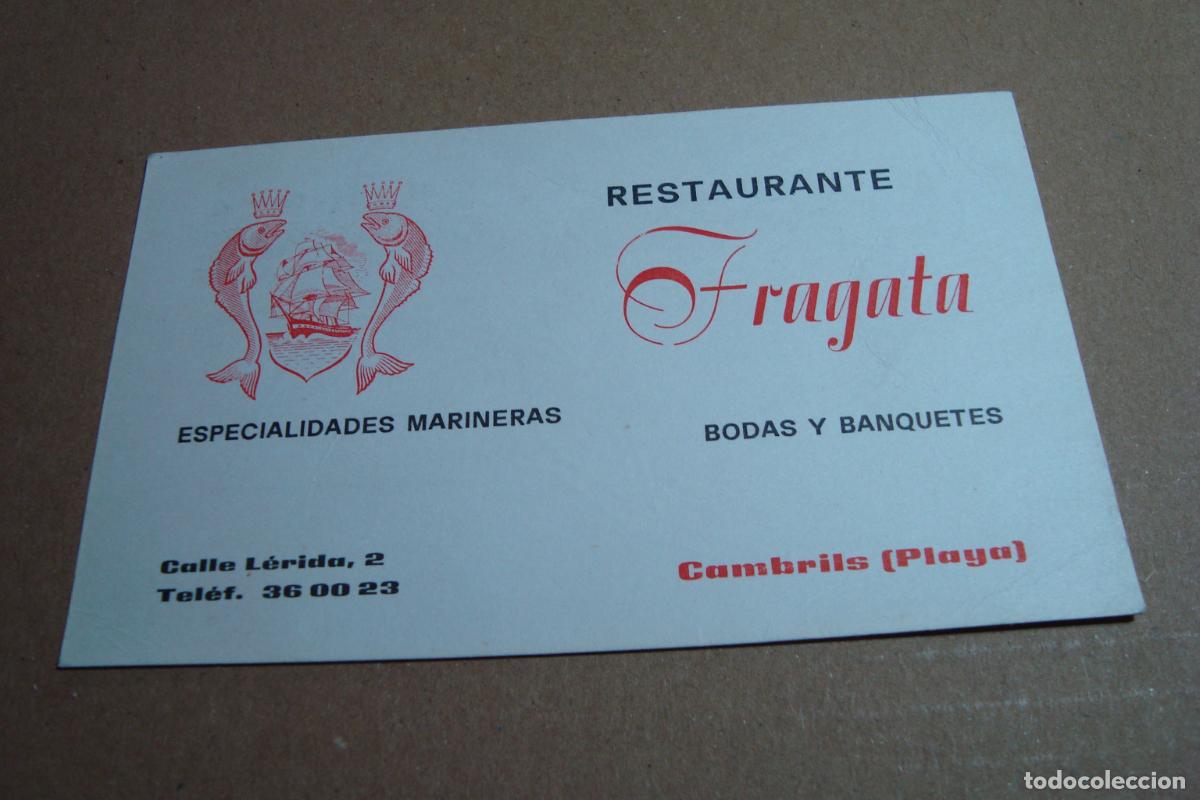 Documentos antiguos: ANTIGUA TARJETA PUBLICITARIA RESTAURANTE FRAGATA CAMBRILS PLAYA