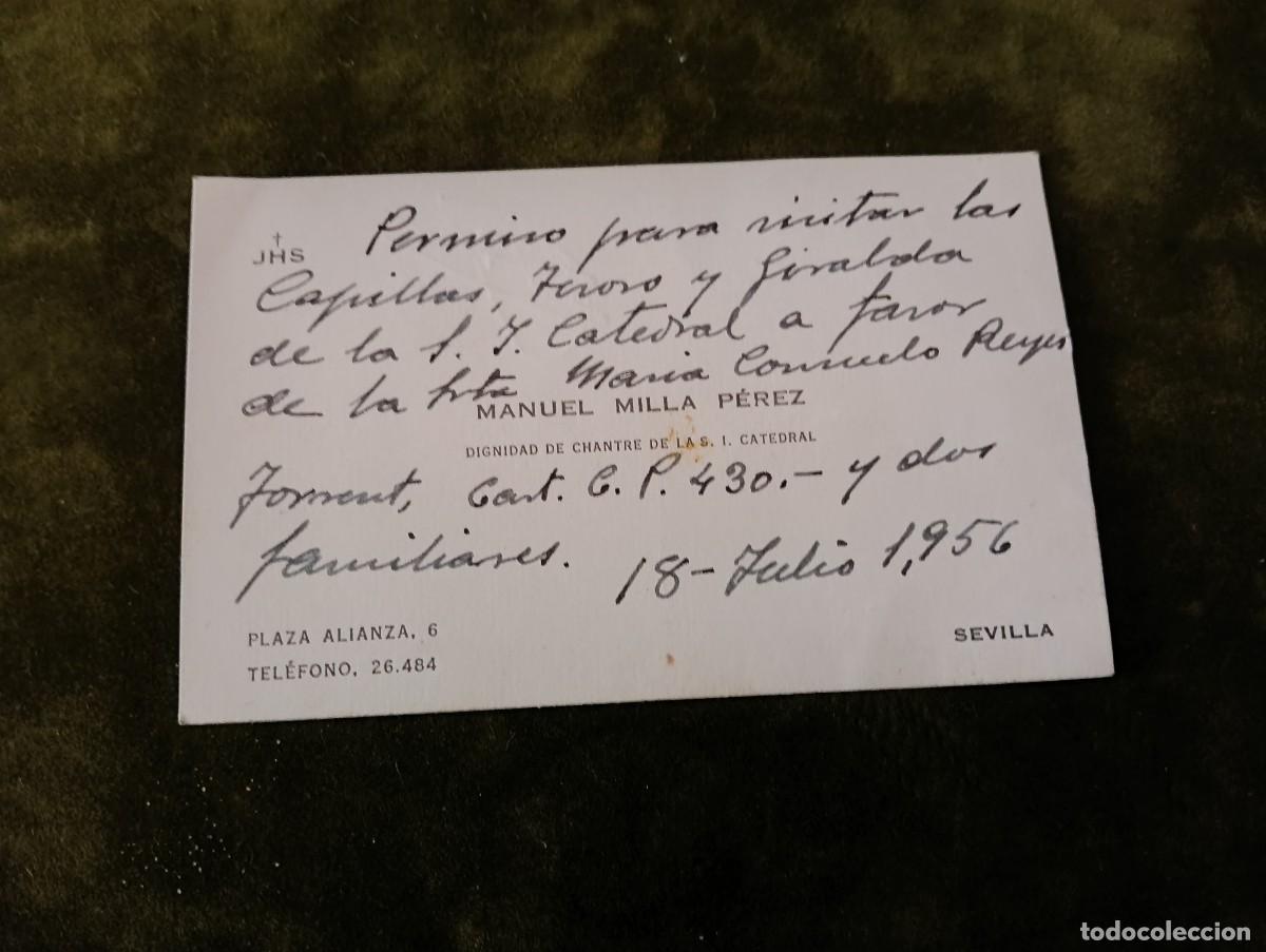 Documentos antiguos: TARJETA VISITA Y MANUSTRITO CHANTRE DE CATEDRAL DE SEVILLA MANUEL MILLA ANTAGONICO CARDENAL SEGURA
