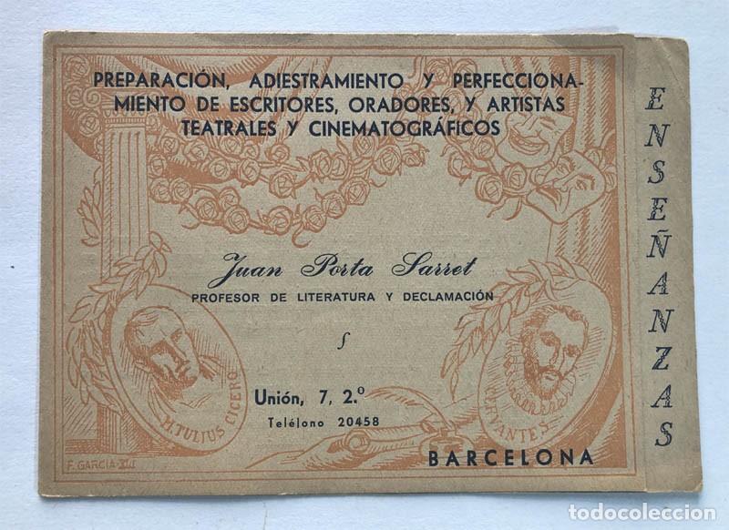 Documentos antiguos: FOLLETO PUBLICIDAD / JUAN PORTA SARRET / PREPARACION ESCRITORES Y ARTISTAS / BARCELONA A&Ntilde;OS 30