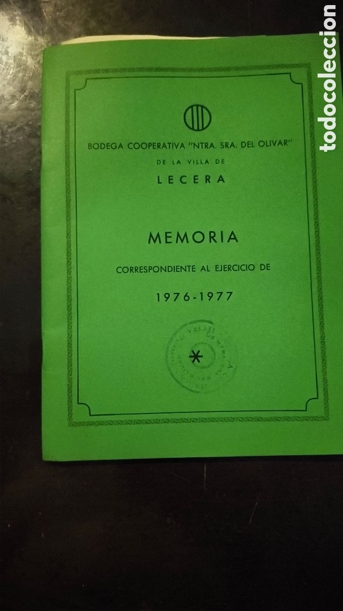 Documentos antiguos: Bodega cooperativa virgen del olivar lecera Zaragoza vino memoria