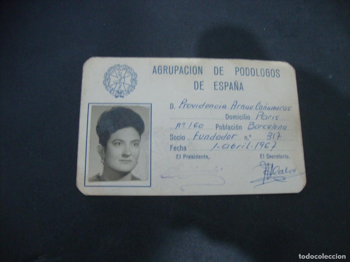 Documentos antiguos: CARNET CREDENCIAL AGRUPACION DE PODOLOGOS DE ESPA&Ntilde;A 1967
