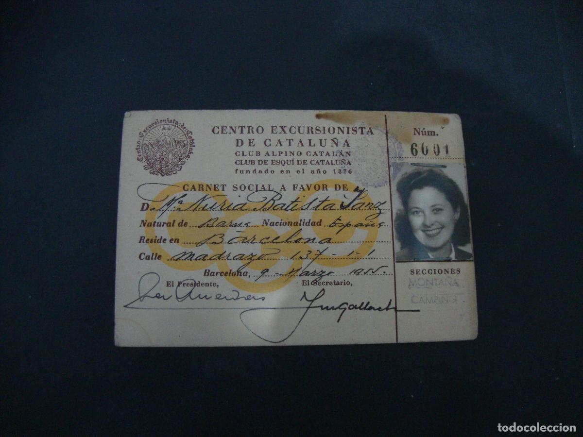Documentos antiguos: CARNET CREDENCIAL CENTRO EXCURSIONISTA DE CATALU&Ntilde;A 1955