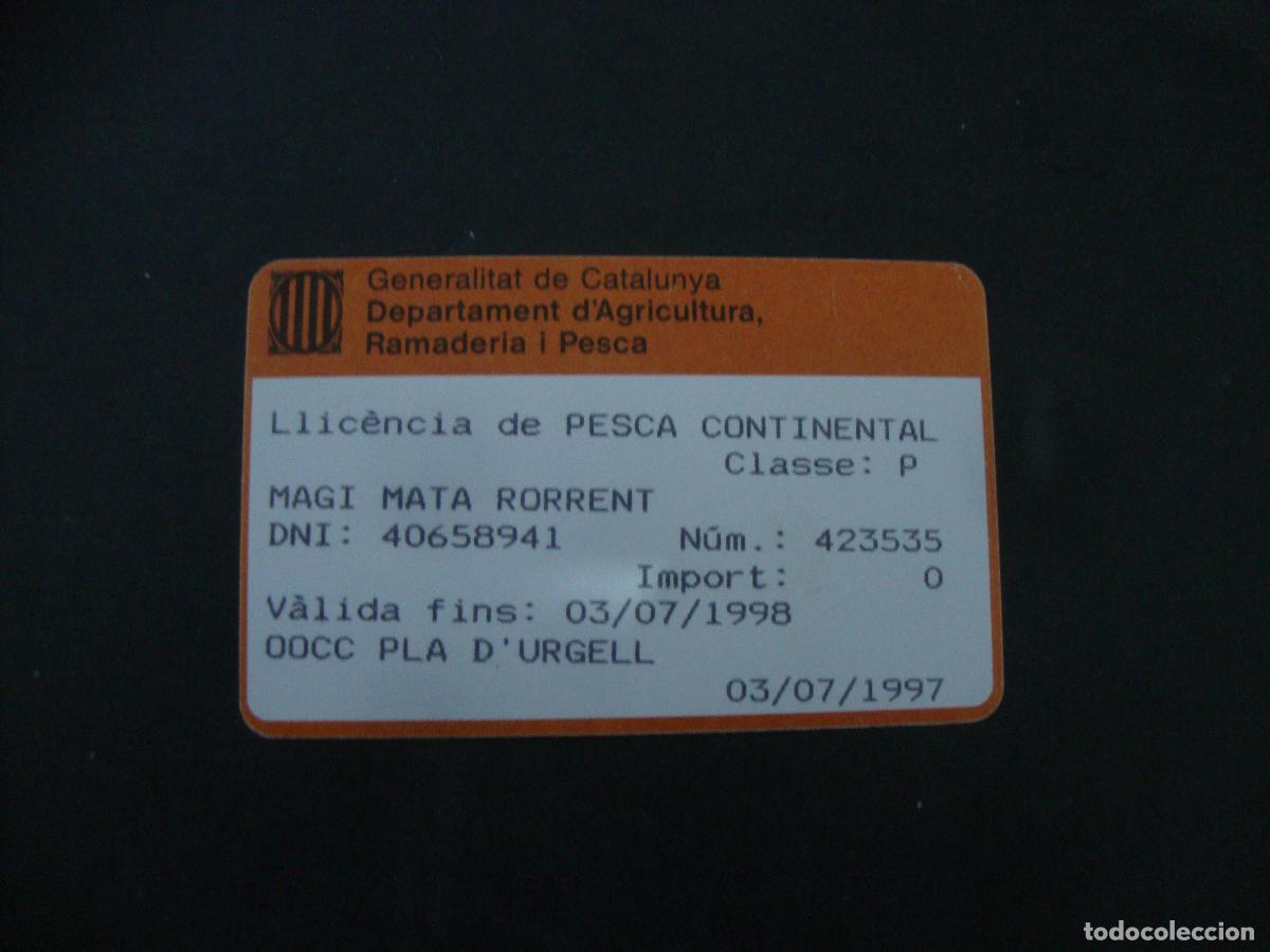 Documentos antiguos: CARNET CREDENCIAL LLICENCIA DE PESCA CONTINENTAL 1998