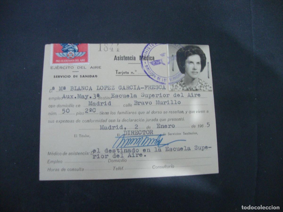 Documentos antiguos: CARNET CREDENCIAL EJERCITO DEL AIRE ASISTENCIA MEDICA ESCUELA SUPERIOR AIRE 1965