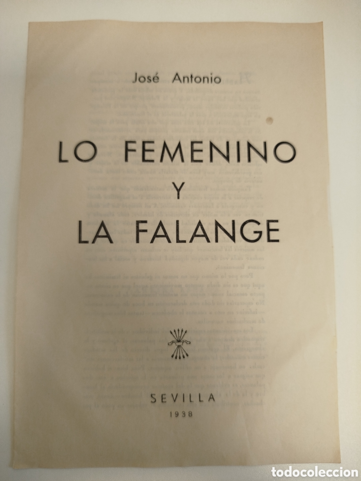 Documentos antiguos: Documento de Falange (1938). - Foto 1