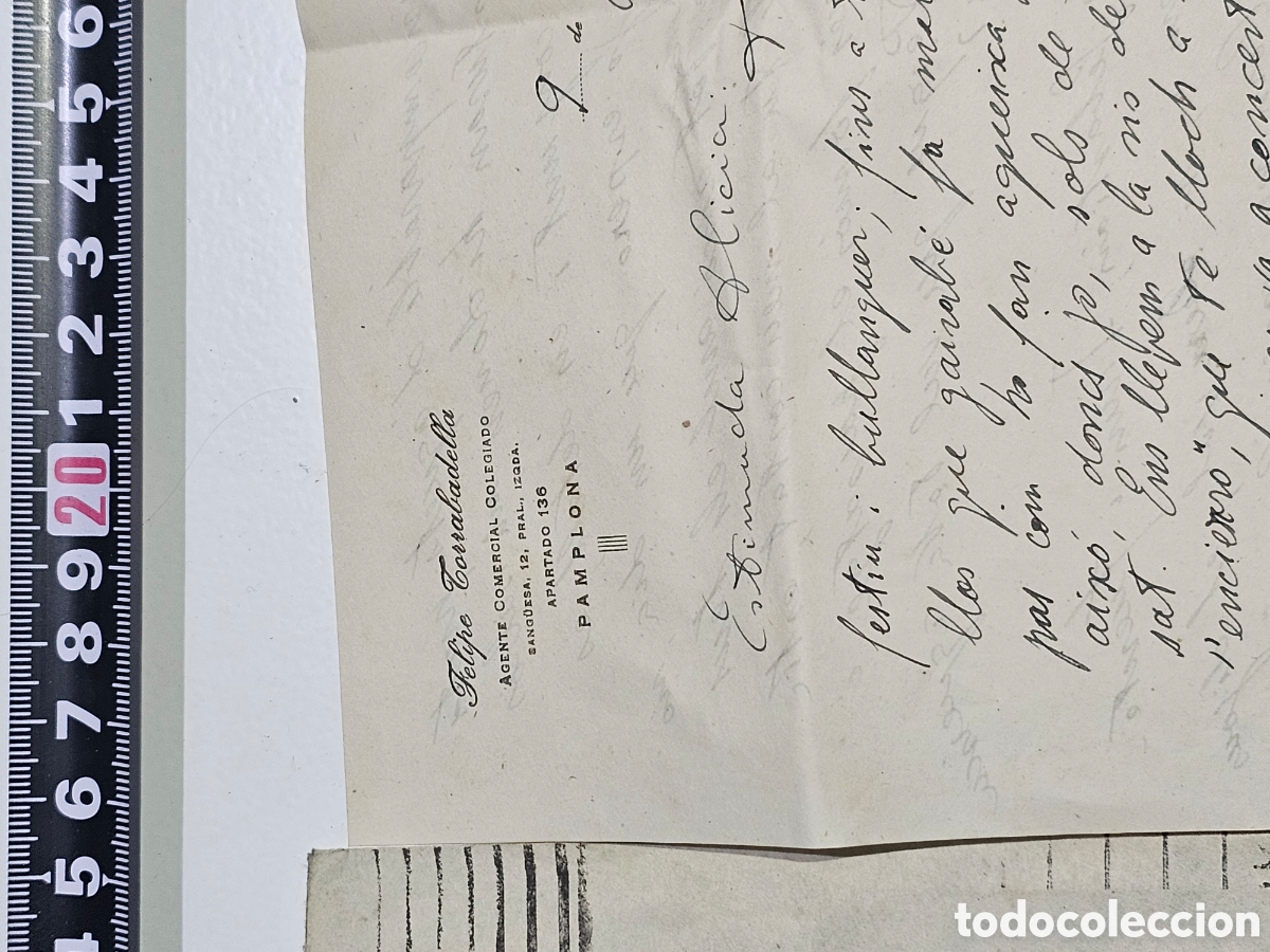 Documentos antiguos: Carta Hist&oacute;rica Sanfermines Pamplona 1950 + Sobre Fiestas San Ferm&iacute;n Viaje Pirineo Eraro Huici