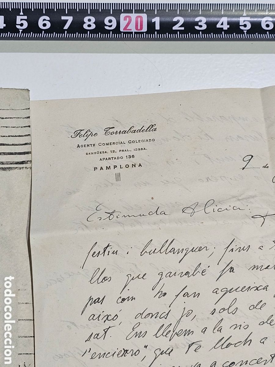 Documentos antiguos: Carta Hist&oacute;rica Sanfermines Pamplona 1950 + Sobre Fiestas San Ferm&iacute;n Viaje Pirineo Eraro Huici
