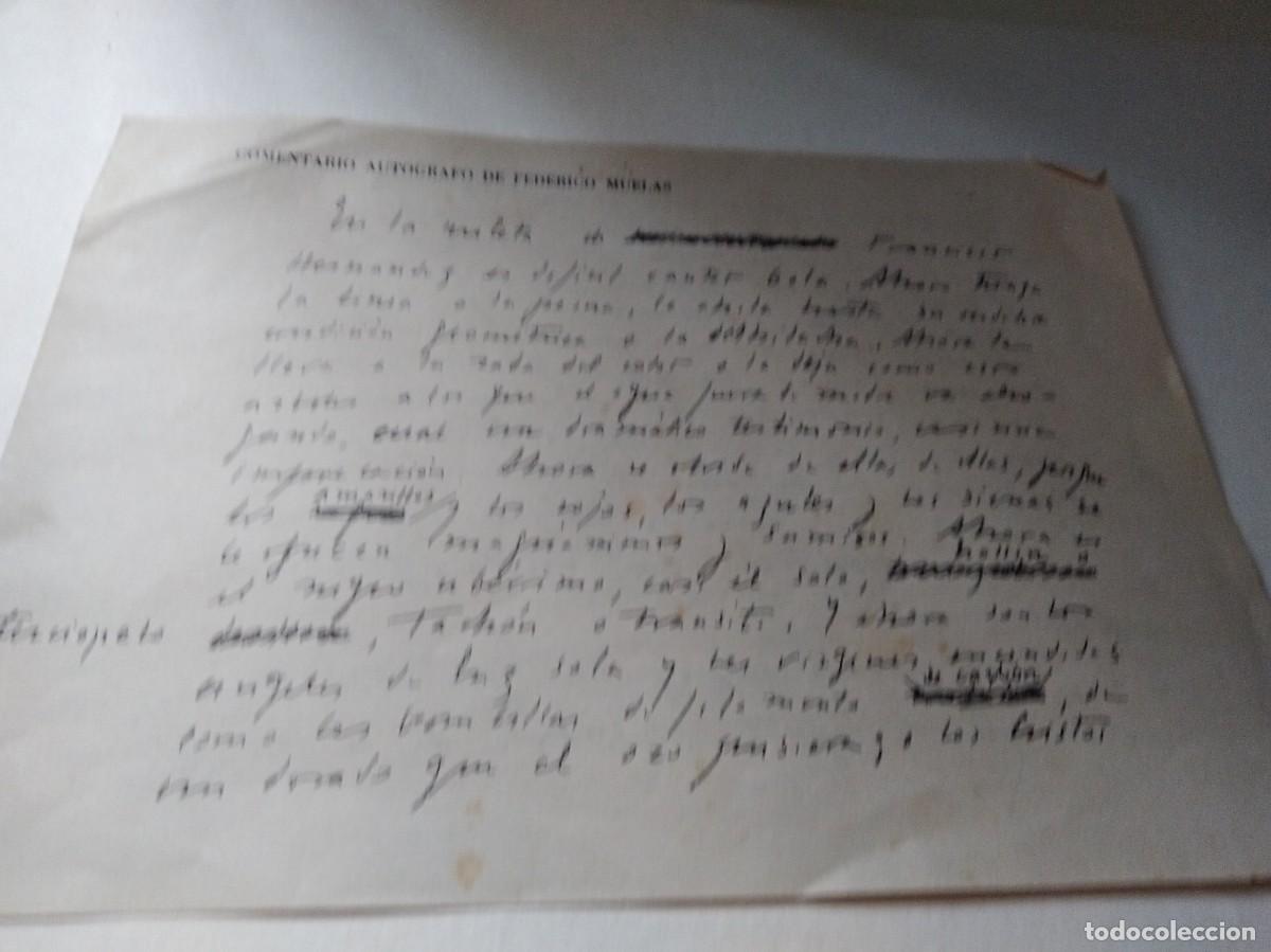 Documentos antiguos: COMENTARIO AUTOGRAFO DE FEDERICO MUELAS