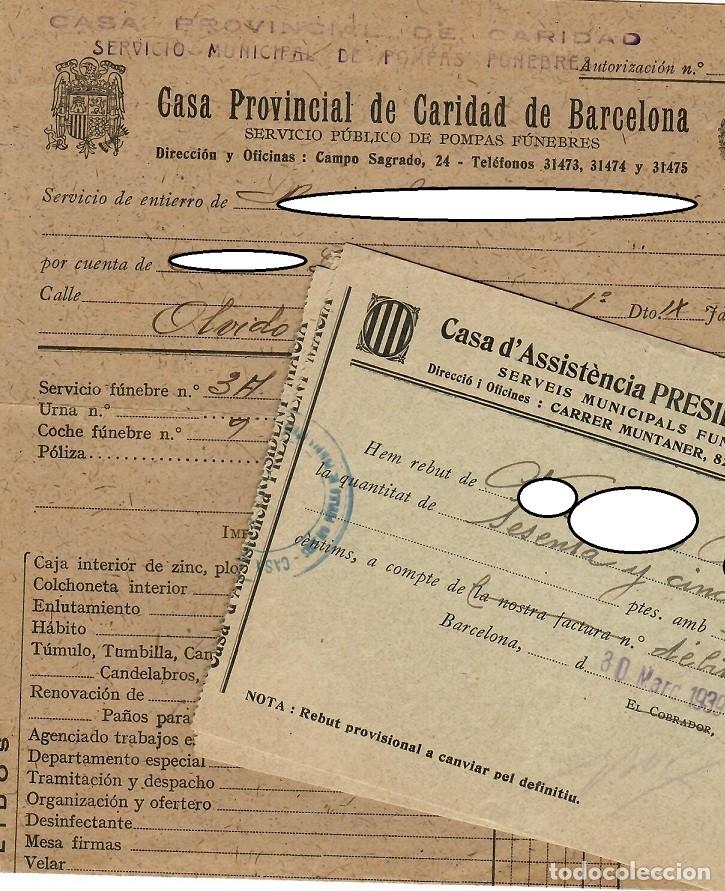 Alte Dokumente: Casa d'Assist&egrave;ncia President Maci&agrave; - Factura y Recibos - Barcelona 1939/1942: Lote Funerario