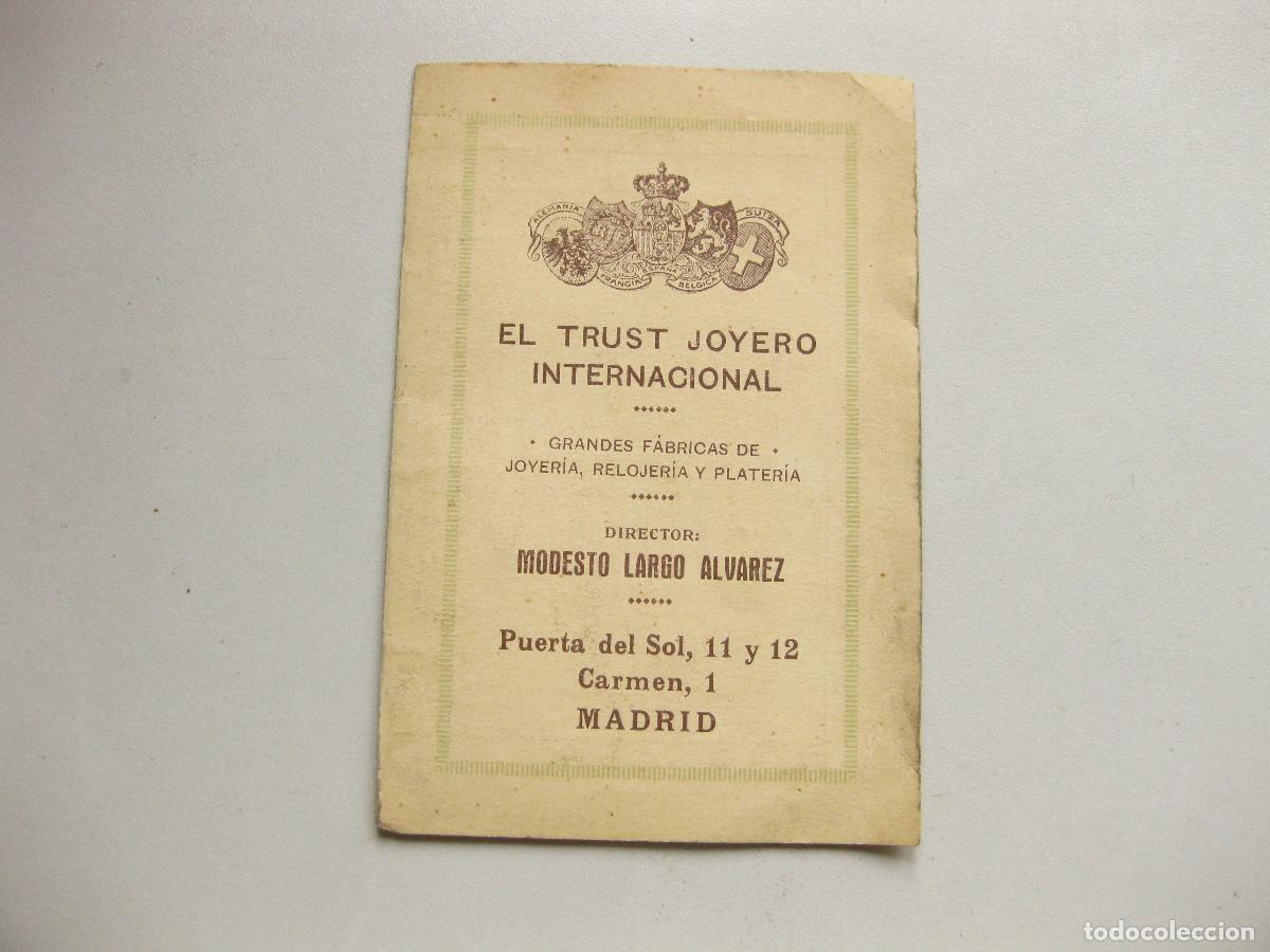 Documentos antiguos: BOLET&Iacute;N DE GARANT&Iacute;A DE EL TRUST JOYERO INTERNACIONAL. RELOJ DE ORO DE LEY. MADRID