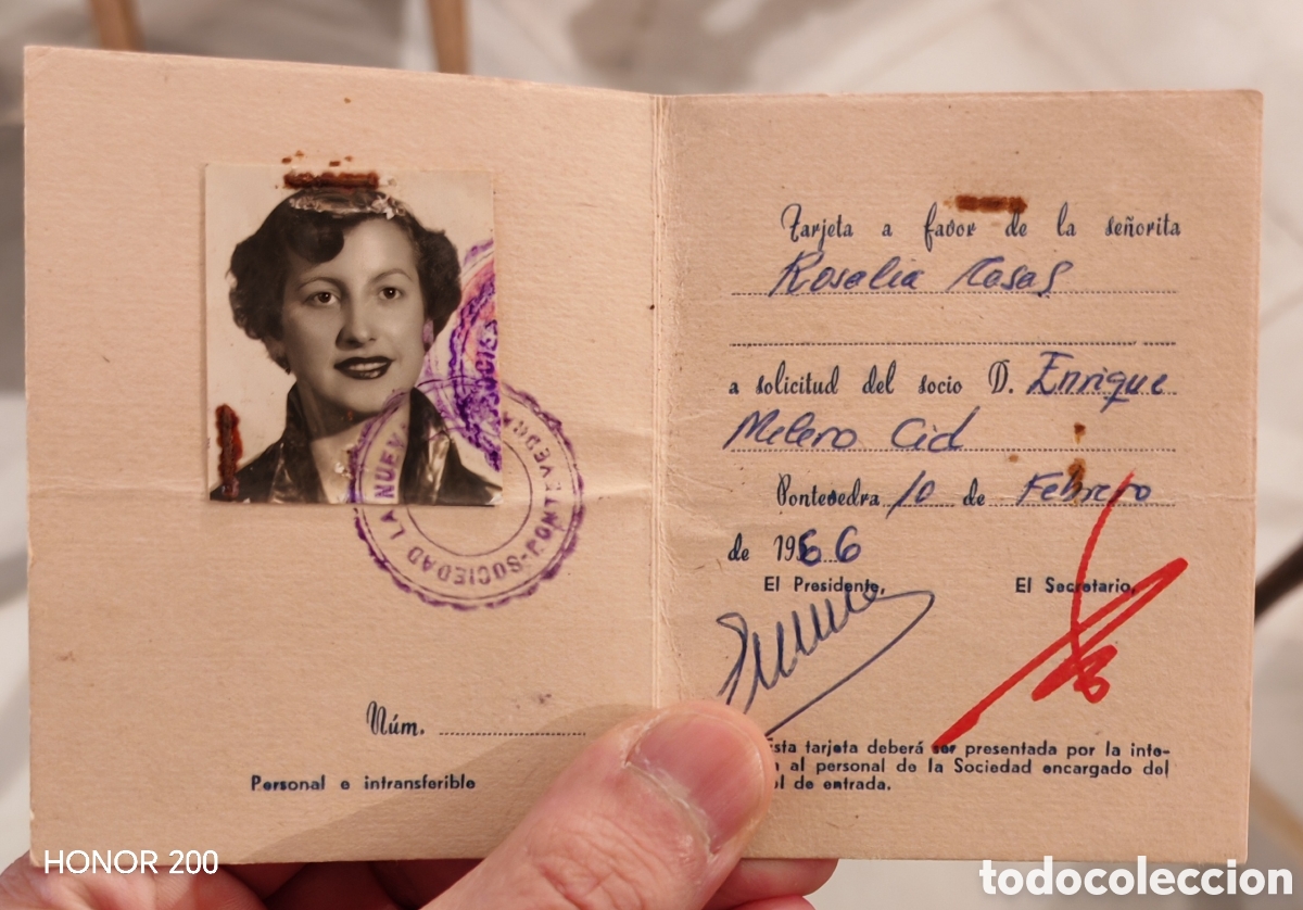 Documentos antiguos: Carnet Invitaci&oacute;n - La Nueva Pe&ntilde;a - Pontevedra 1966 - Foto 2