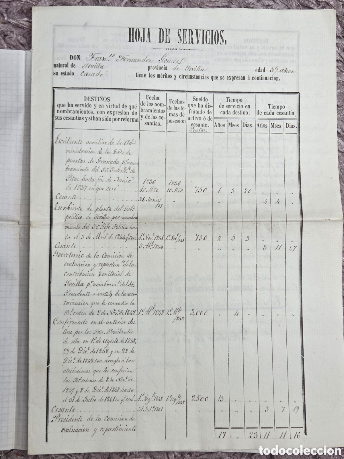 Old Documents: MADRID 1881 HOJA SERVICIOS FUNCIONARIO HACIENDA Y CARTA RECOMENDACI&Oacute;N AL MINISTRO.