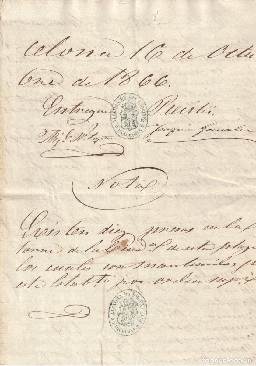 Documentos antiguos: A&ntilde;o 1866 ALCALDIA CARCELES NACIONALES DE BARCELONA Relaci&oacute;n de los presos y detenidos de las mismas