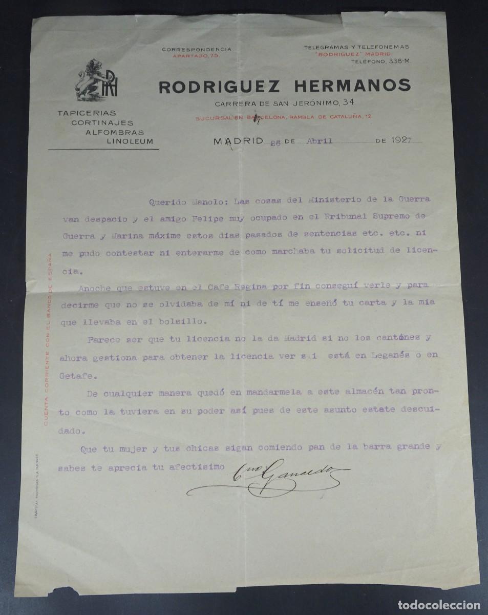 Documents Anciens: ANTIGUA CARTA MANUSCRITA, PUBLICIDAD RODR&Iacute;GUEZ HERMANOS, BARCELONA, VER FOTOS