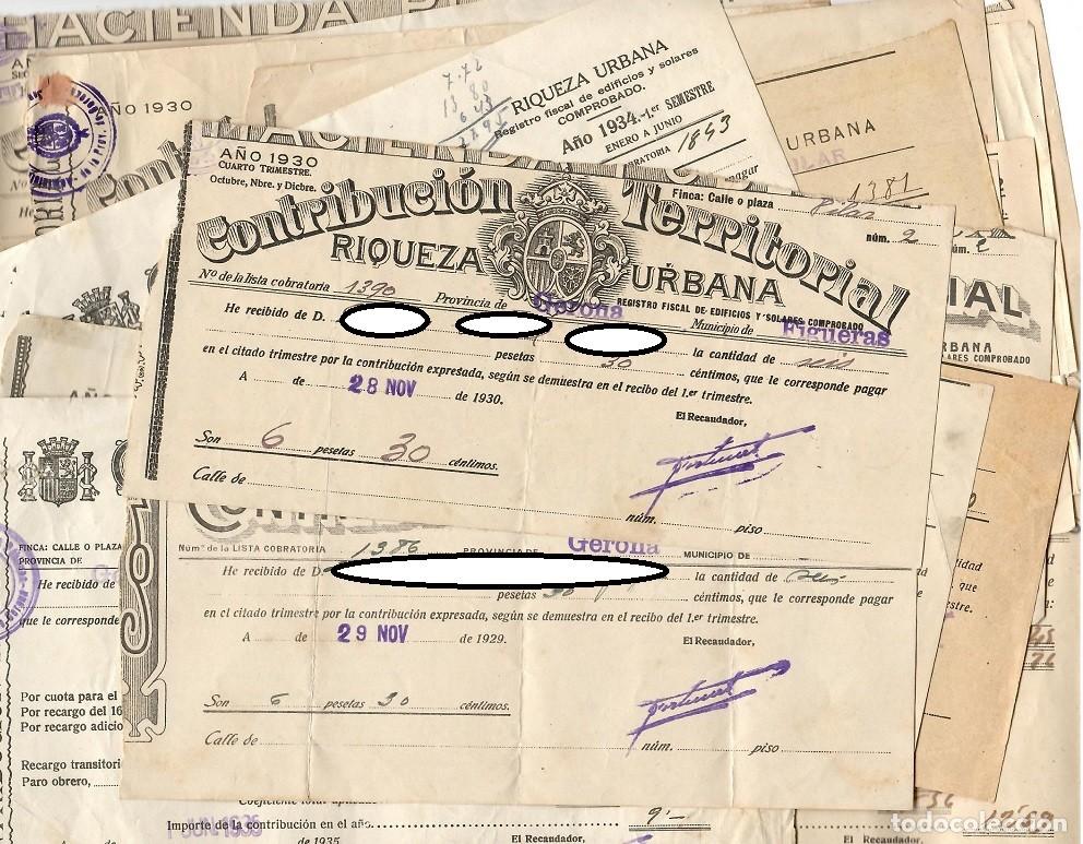 Alte Dokumente: Gran Lote 29 Recibos FIGUERAS (1924-1935) - Contribuci&oacute;n Territorial - Historia Local y Fiscal