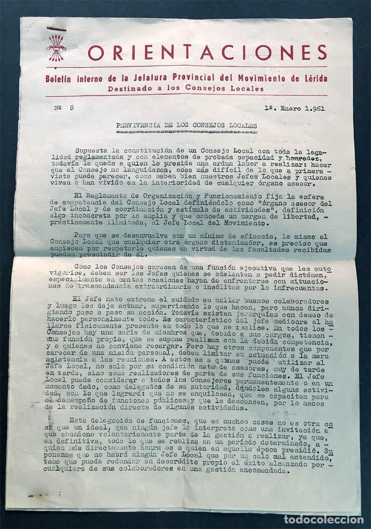 Documentos antiguos: ORIENTACIONES / BOLET&Iacute;N JEFATURA PROVINCIAL DEL MOVIMIENTO DE L&Eacute;RIDA A&Ntilde;O 1961 / 4 P&Aacute;GINAS