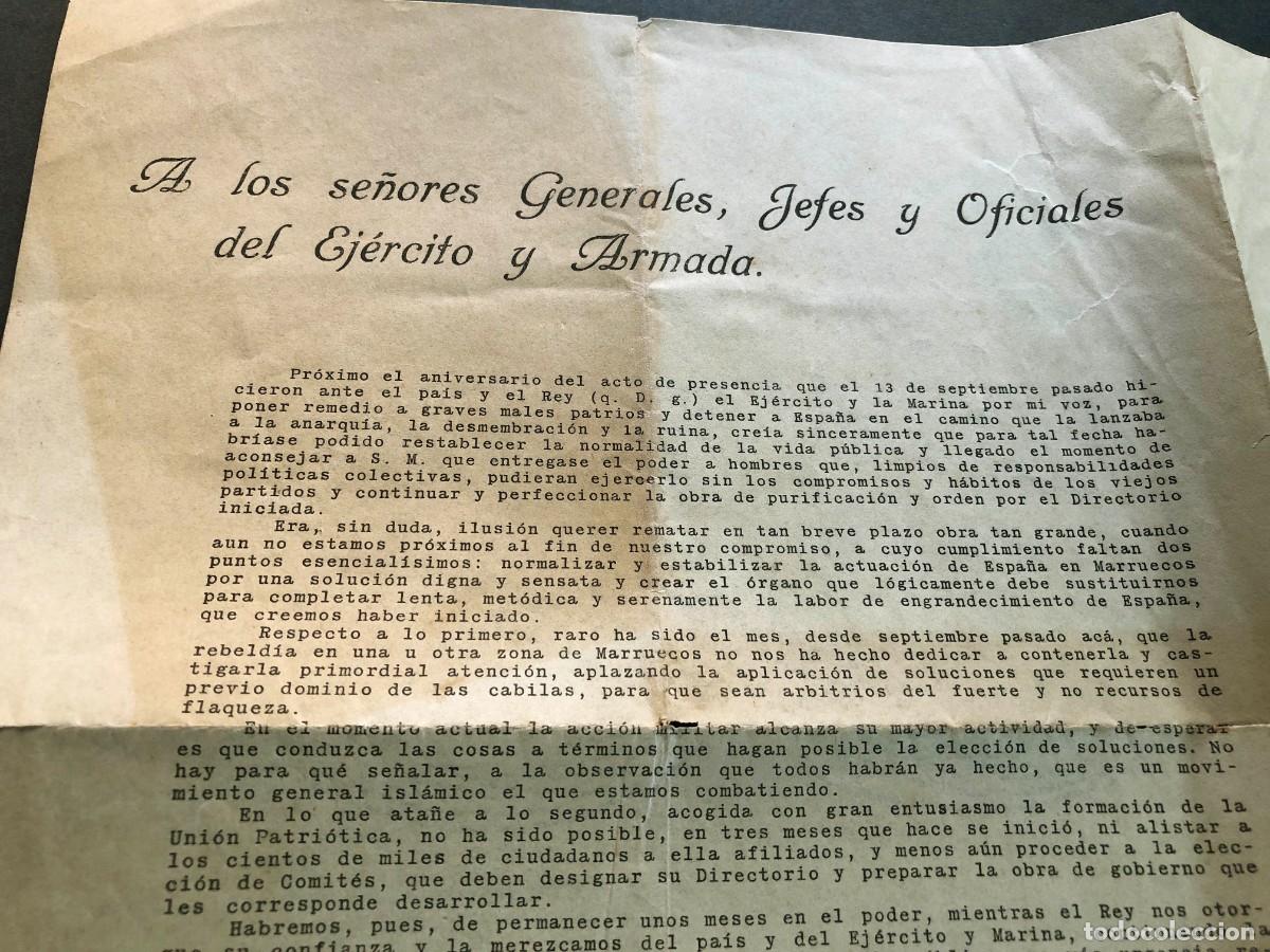 Documentos antiguos: MIGUEL PRIMO DE RIVERA ( A&ntilde;o 1924 ) A LOS SE&Ntilde;ORES GENERALES, JEFES Y OFICIALES DEL EJ&Eacute;RCITO Y ARMADA