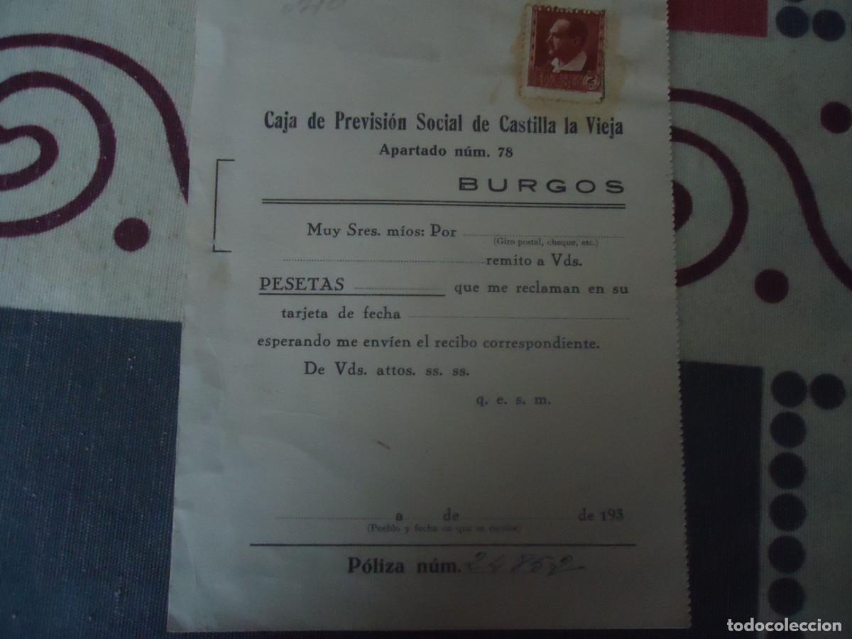Documentos antiguos: CAJA DE PREVISION SOCIAL DE CASTILLA LA VIEJA - Foto 1