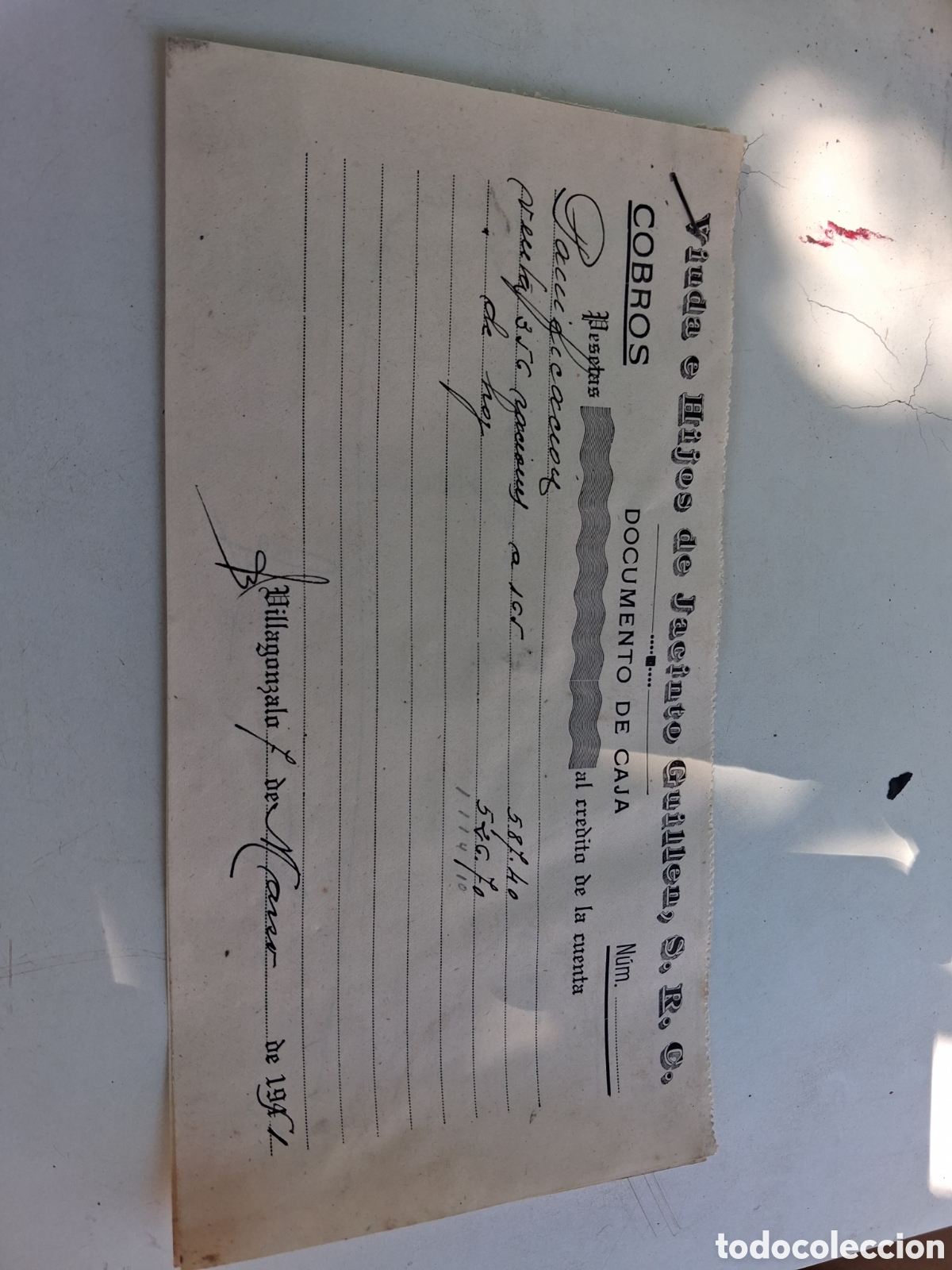 Documentos antiguos: ANTIGUO DOCUMENTO DE CAJA