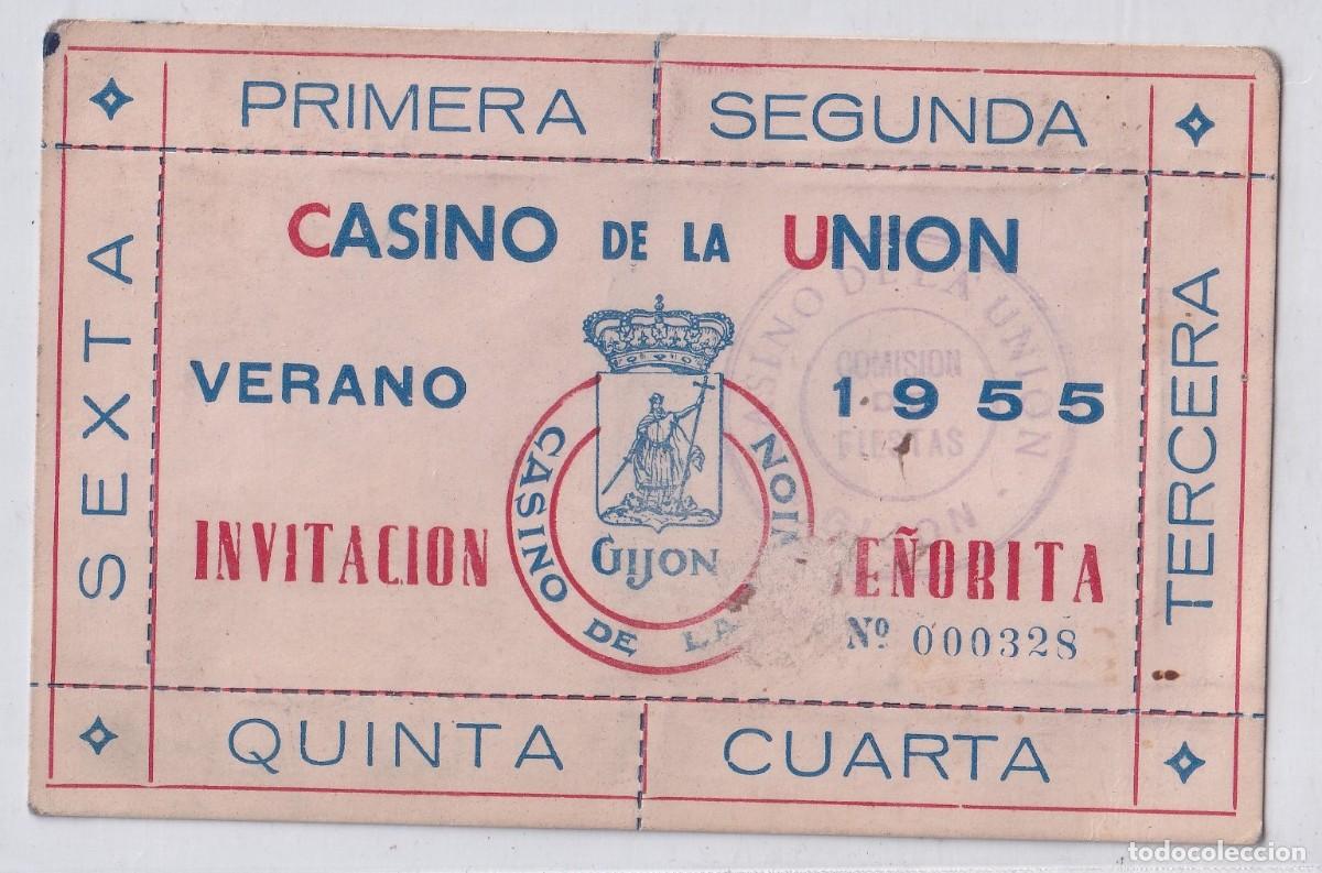 Old Documents: Invitaci&oacute;n se&ntilde;orita. Casino de la Uni&oacute;n Verano 1955 Gij&oacute;n.