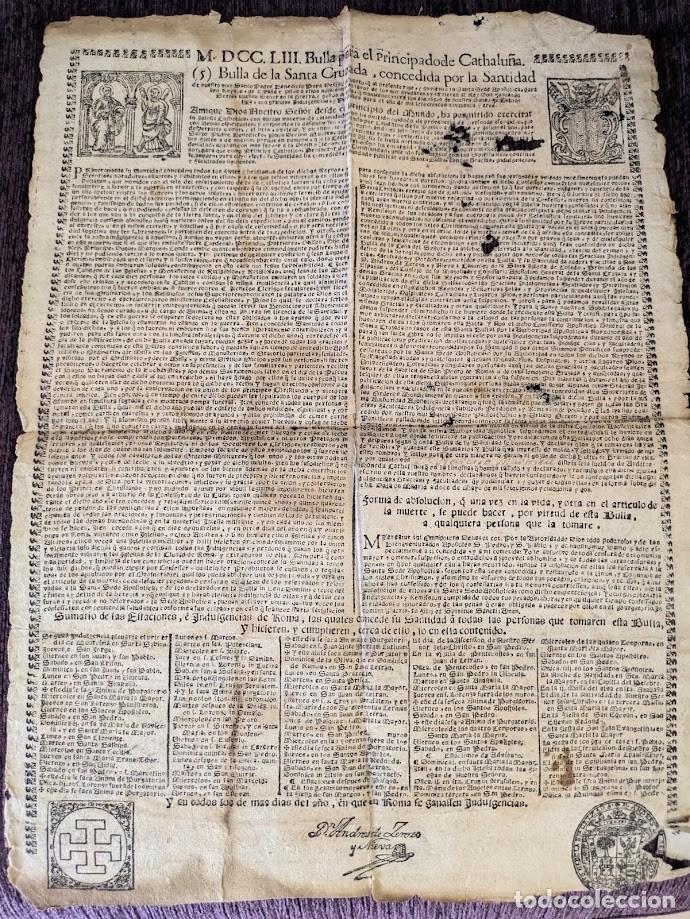 Documentos antiguos: Bula de la Santa Cruzada Principado de Catalu&ntilde;a 1753