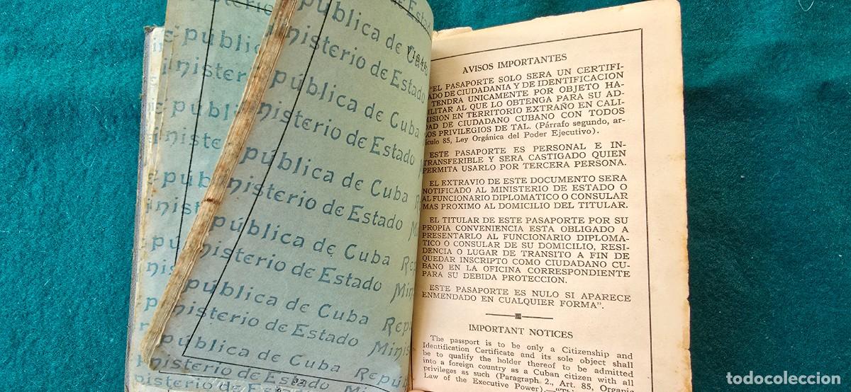Documentos antiguos: PASAPORTE REPUBLICA DE CUBA (1957) - Foto 6