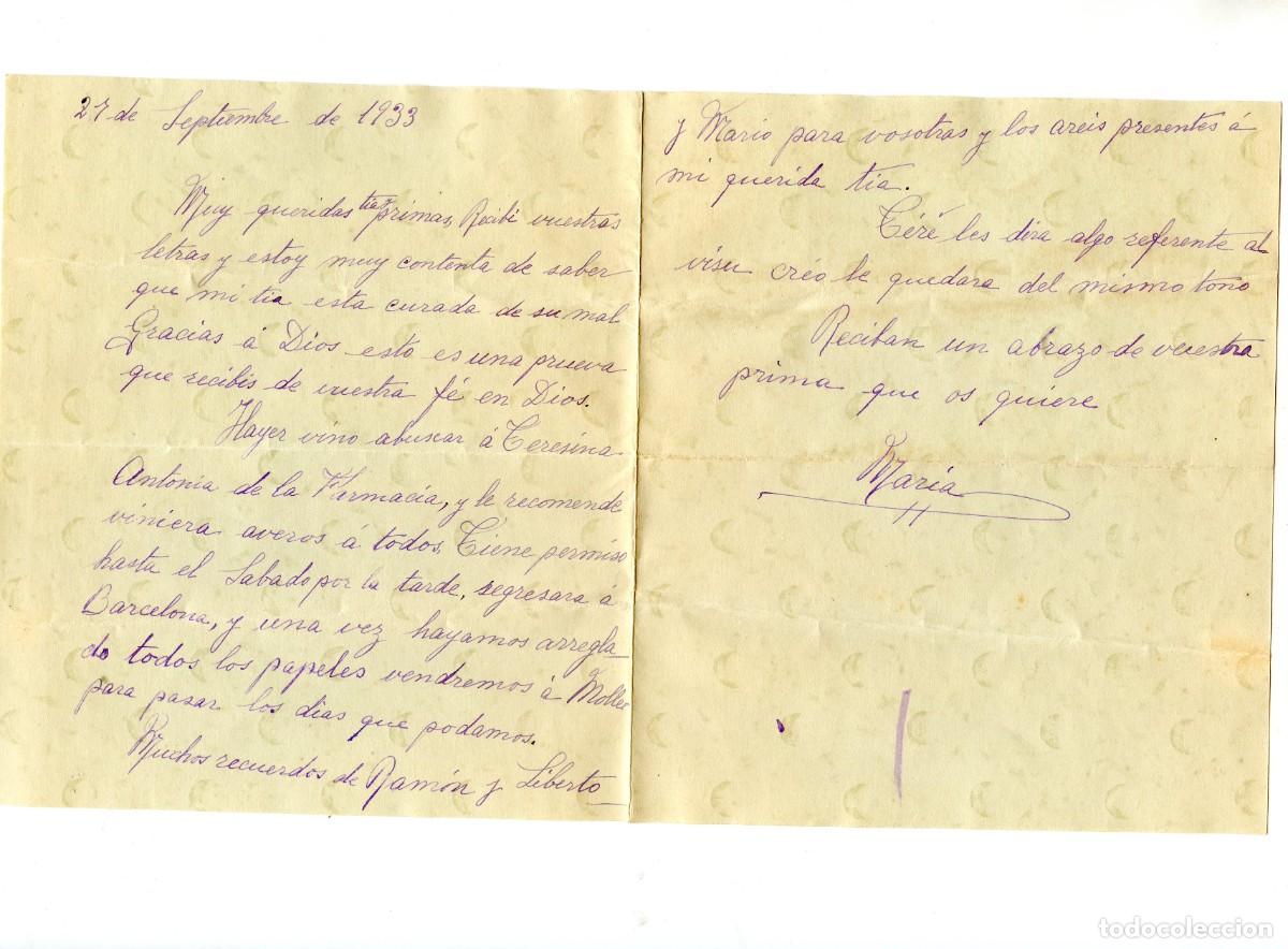 Documentos antiguos: Carta manuscrita des de M&egrave;xico, Fechada en Septiembre de 1933