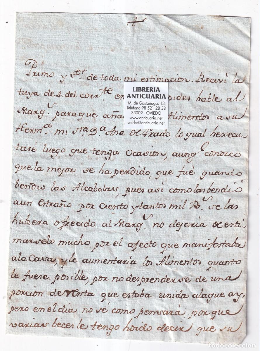 Documentos antiguos: CARTA DE LA MARQUESA DE VIANCE A SU PRIMO ANTONIO P&Aacute;RAMO. MADRID,1784. LUGO GALICIA