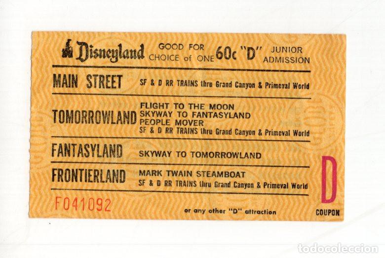 Alte Dokumente: ENTRADA, TICKET VINTAGE DISNEYLAND CUP&Oacute;N D 1960. PIEZA DE COLECCI&Oacute;N DISNEY