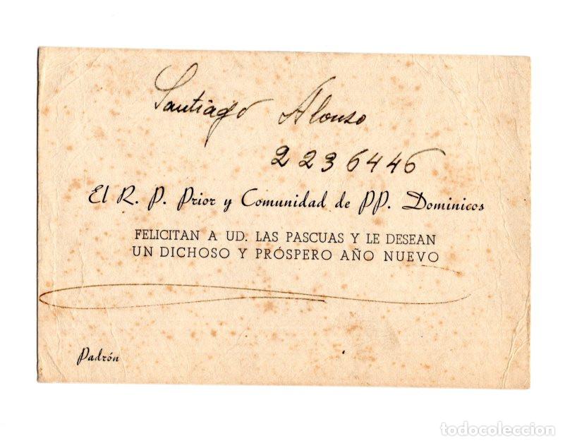 Old Documents: TARJETA MANUSCRITA DOMINICOS FELICITACI&Oacute;N DE NAVIDAD. NOTA DIRIGIDA A HERMANOS EN XTO.