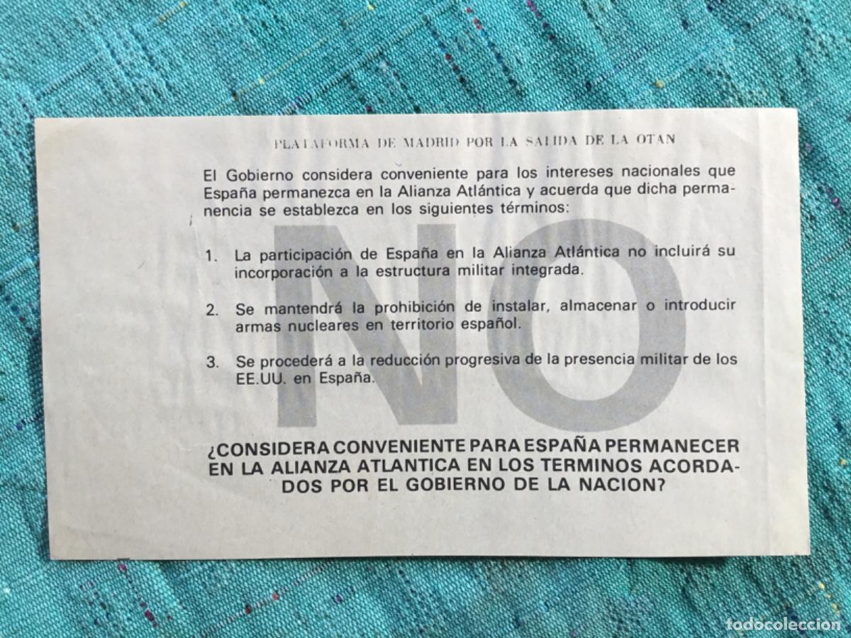 Alte Dokumente: FLYER PASQUIN HISTORICO // POR LA SALIDA DE LA OTAN // 1986 // ORIGINAL DE EPOCA