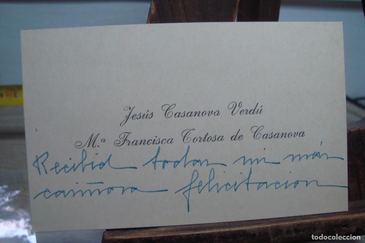 Documentos antiguos: ANTIGUA TARJETA PERSONAL. JESUS CASANOVA VERDU - FRANCISCA TORTOSA. ONTENIENTE VALENCIA 1962.