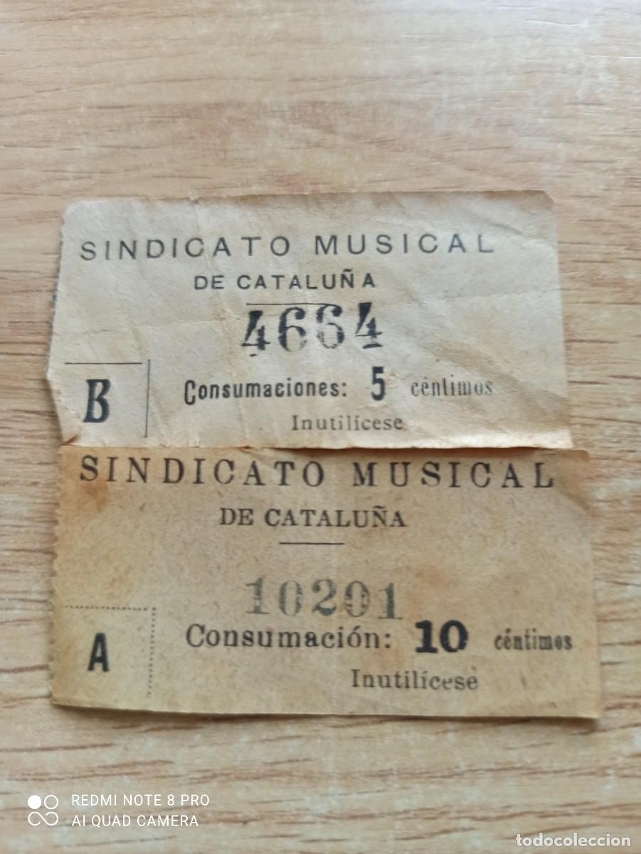 Documentos antigos: Tickets Sindicato musical Catalu&ntilde;a