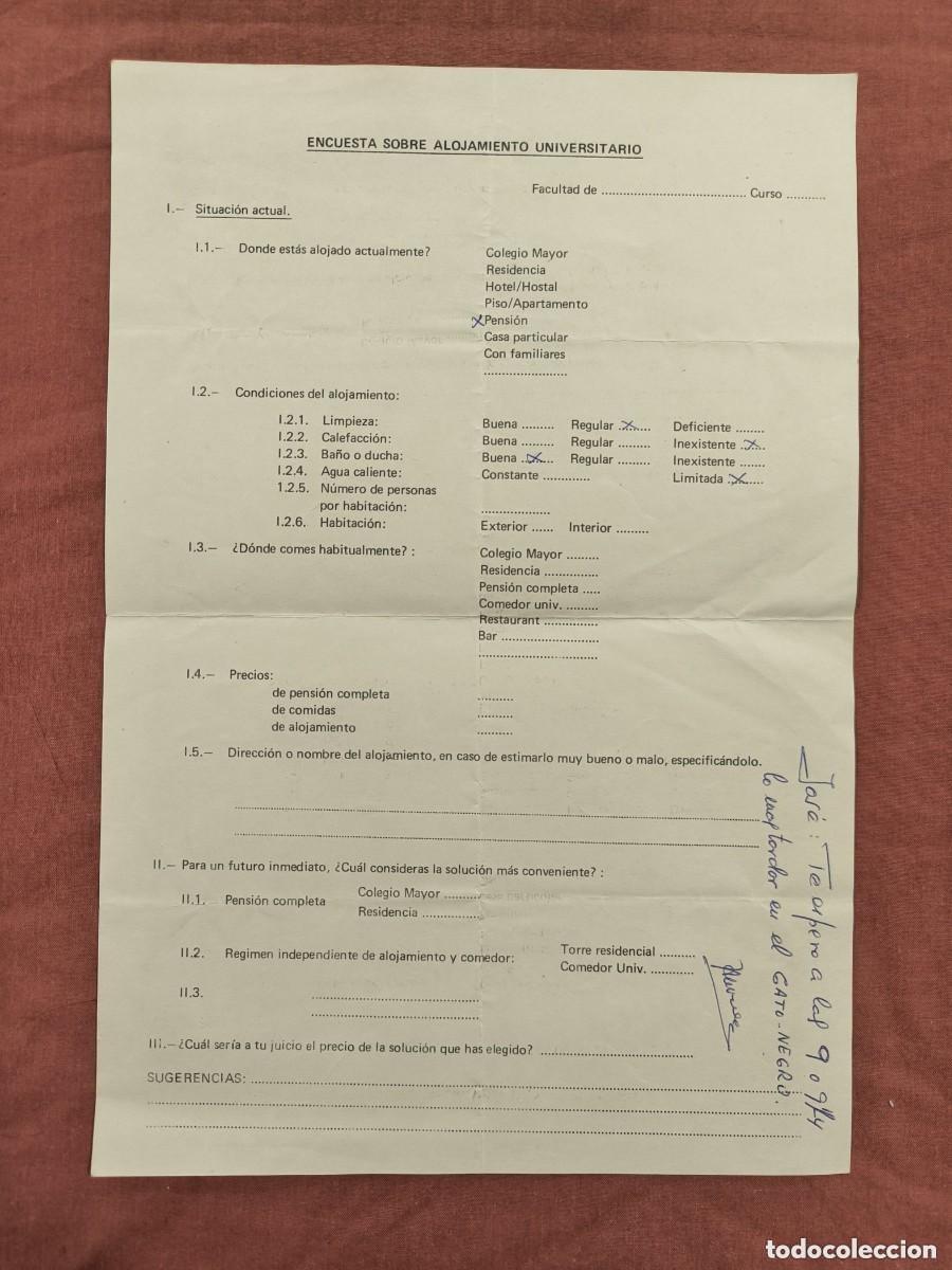 Old Documents: Encuesta Antigua Sobre Alojamiento Universitario &ndash; Documento Vintage