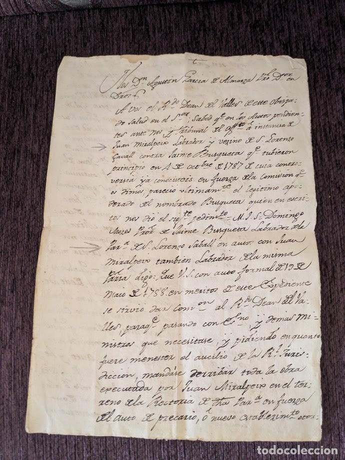 Documentos antiguos: Documento de Sant Lloren&ccedil; Savall de Juan Miralpeix Labrador 1794