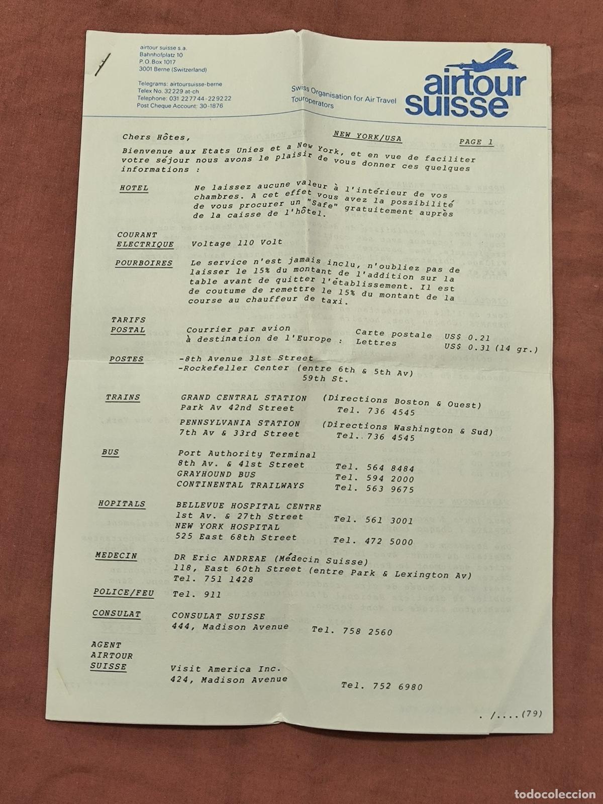 Alte Dokumente: Documento Airtour Suisse Documento Antiguo Coleccionismo de Papel