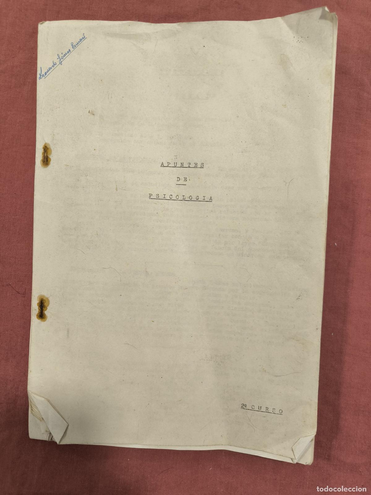 Documenti antichi: Documento Mecanografiado M&eacute;dico - Apuntes de Psicolog&iacute;a - Antiguo Coleccionismo de Papel