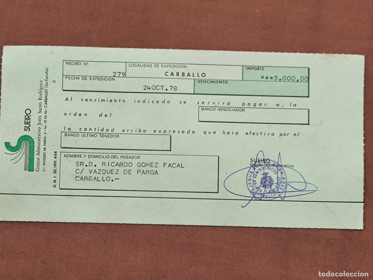 Documenti antichi: Antiguo Pagare Documento Bancario Carballo 1978 Documento Antiguo Coleccionismo de Papel