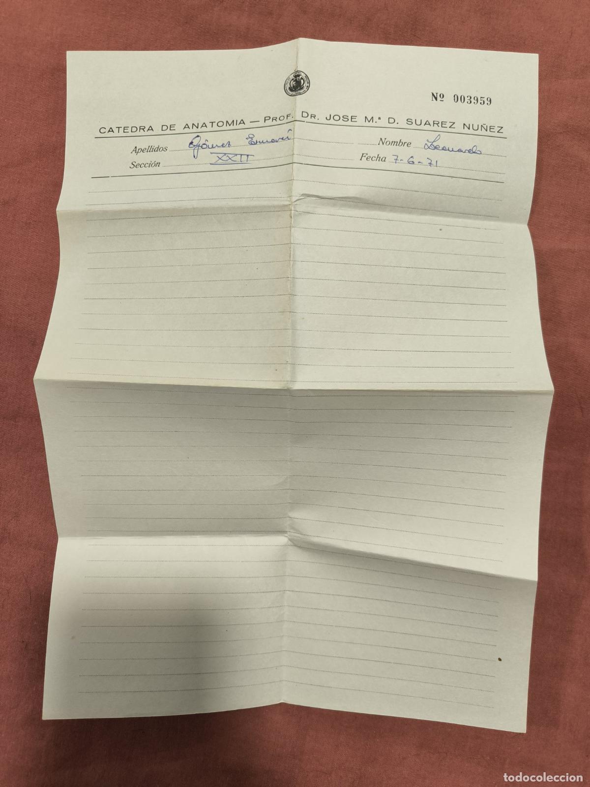 Documenti antichi: Antiguo Documento Manuscrito C&aacute;tedra de Anatom&iacute;a Documento M&eacute;dico Antiguo Coleccionismo de Papel